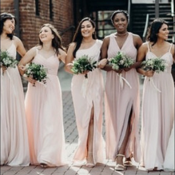 White by Vera Wang One Shoulder Dress in Blush - Picture 6 of 8